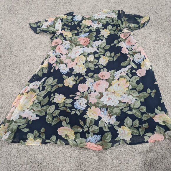 Show Me Your Mumu Small Kylie Lace Up Dress Blue with Pastel Floral - Picture 2 of 8